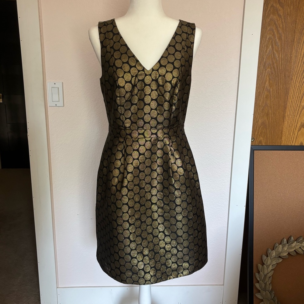 NWOT J Crew Metallic dot jacquard V-neck dress